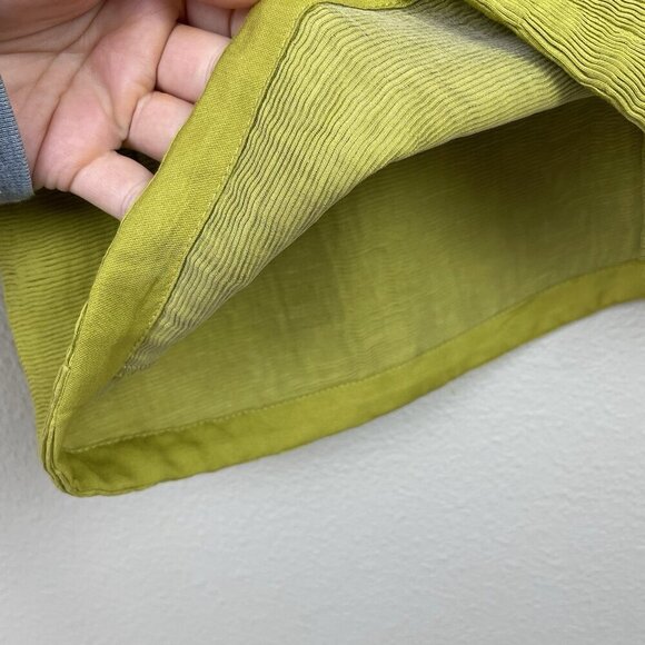 ELK Women's 8 Chartreusse Short Sleeve Textured Blouse Shirt Ribbed Career Green - Picture 7 of 16